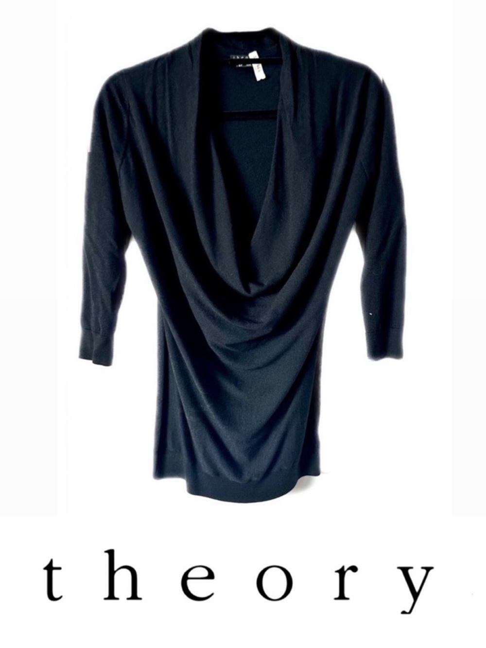 THEORY Lightweight Black Cowl Neck Sweater